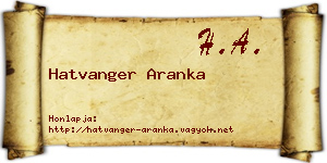 Hatvanger Aranka névjegykártya